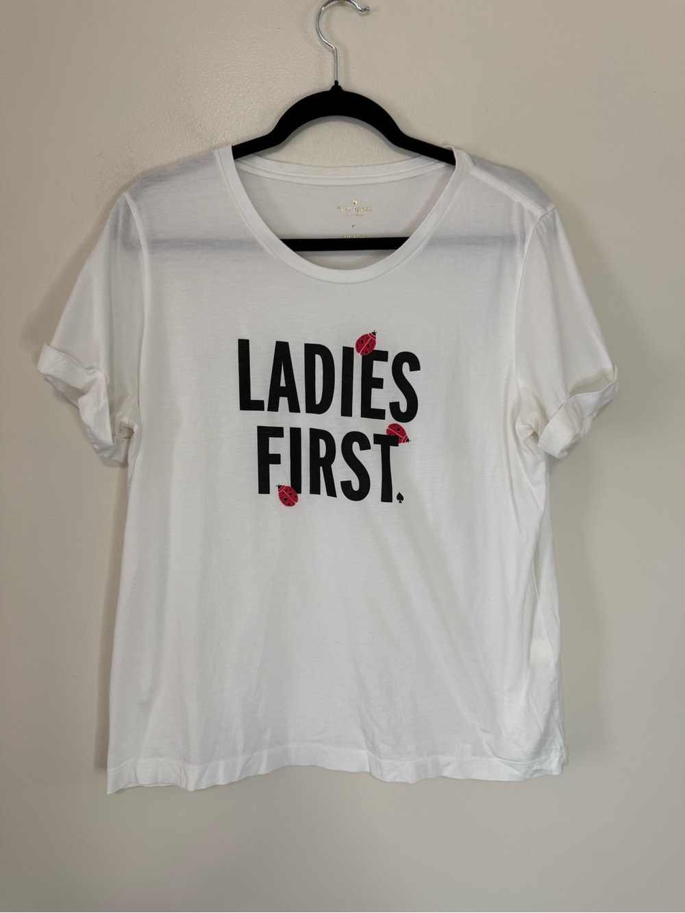 Kate Spade Ladies First White Graphic lady bug Tee in size XL